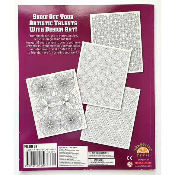 Coloring Book Design Art Scholastic Geometric Symmetric Like New Children Adults - Picture 2 of 11